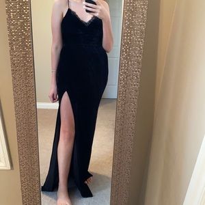 Velvet dress with lace